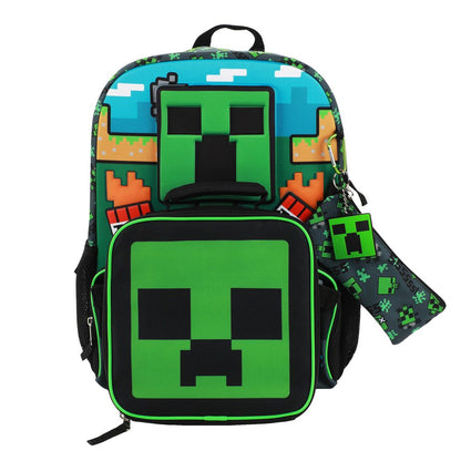 Set sac à dos enfant Minecraft Creeper 5 pièces