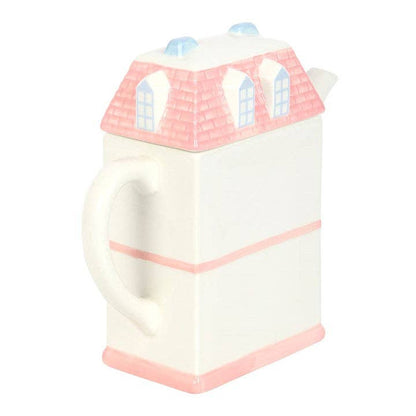 Pastel house-shaped teapot