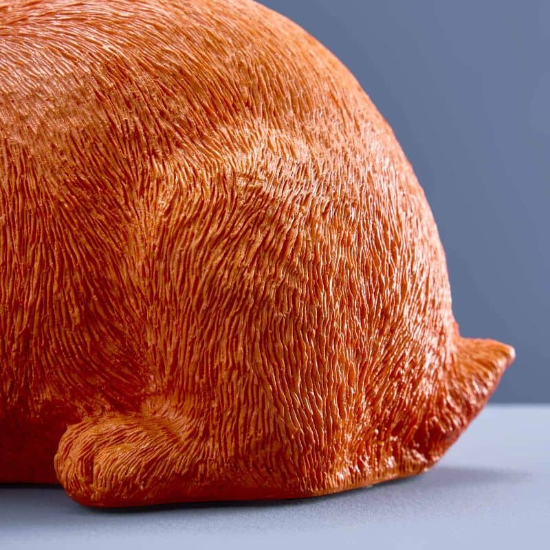 Lapin économe, résine polyuréthane orange, 21 x 11 x 16 cm