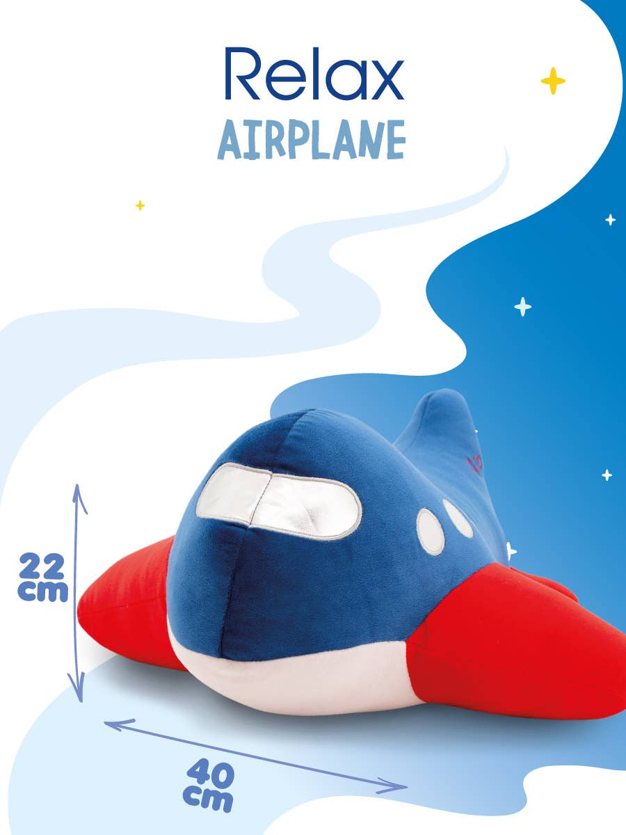 Cojín de peluche avión 40 cm