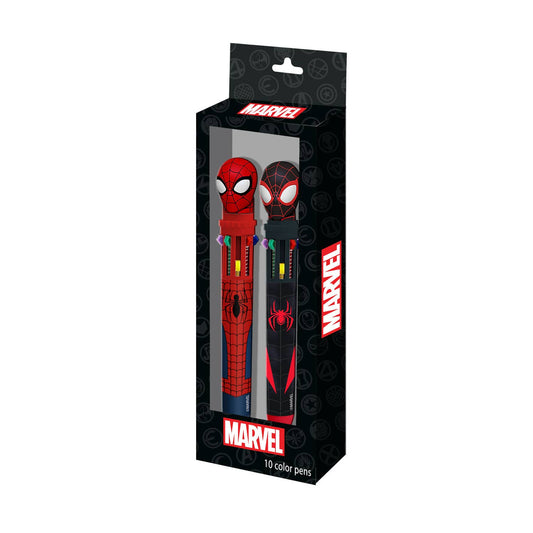 Marvel Spiderman Peter Pan - Pack de 2 bolígrafos con 10 colores