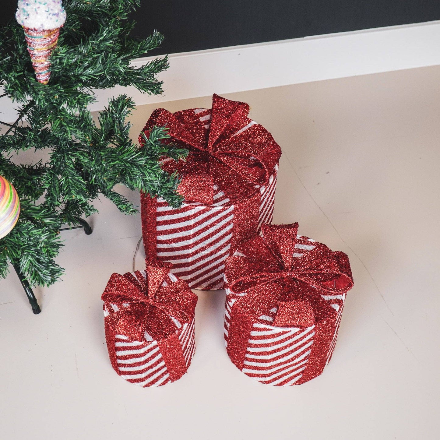 LED Christmas Gift - S3 - Polystyrene - Red/White - 15/20/25cm