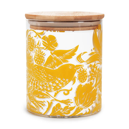 Recipiente para armazenamento de alimentos em vidro amarelo marmelo William Morris