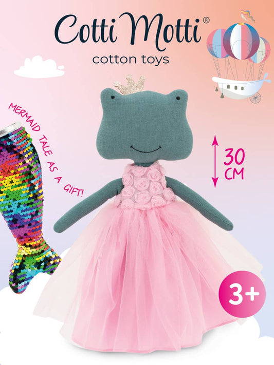 Peluche Fiona La Rana: Conjunto de traje y cola de sirena - 29 cm