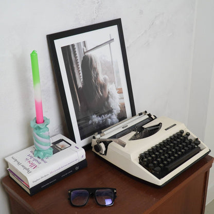 Bougeoir - Bonbon Toffee - Céramique - Menthe/Lilas - 7,5x7,5x13 cm