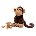 Les Ptipotos - singe maman & bébé chocolat 25 cm