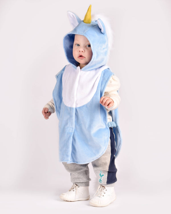 Mini cape licorne bleue 86-110 cl 1-4 ans