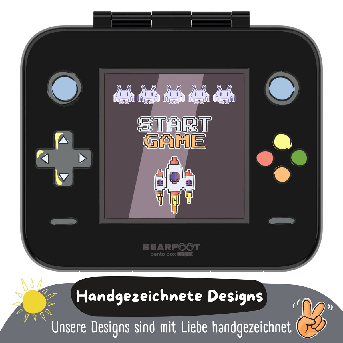 Brotdose mit Fächern, leicht & auslaufsicher - Game schwarz