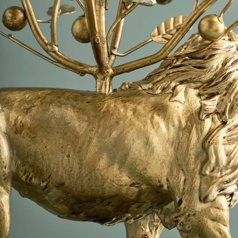 Chandelier Lion Poly/Métal, 20 x 15 x 37 cm