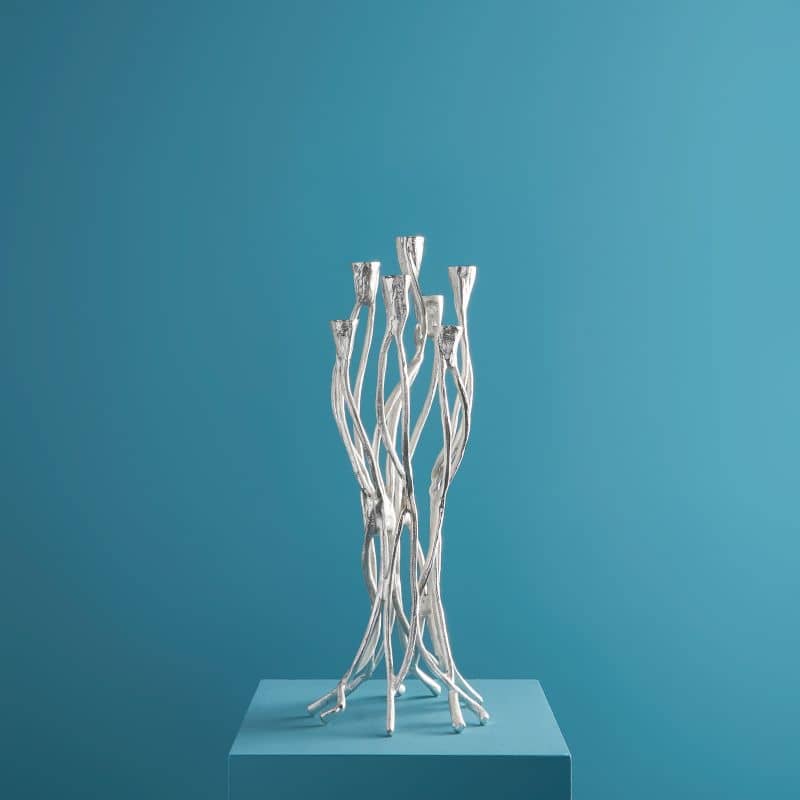 Roots Kandelaar Zilver, Aluminium, 25 x 22 x 63,5 cm