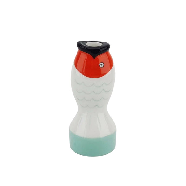 Candelabro - Pez - Menta/Blanco/Naranja - 7x7x16,5 cm