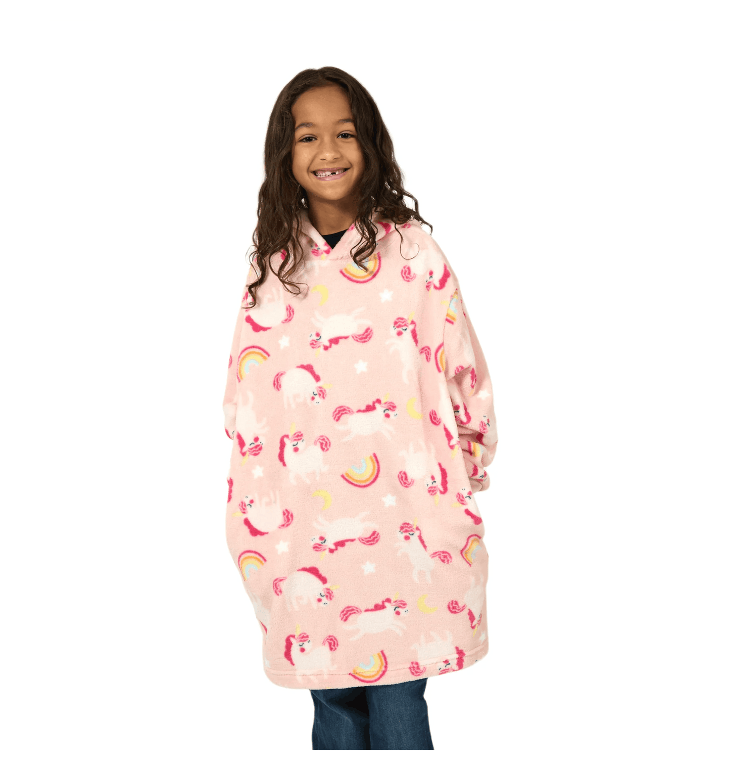 Snoodie polaire licorne rose pour enfant