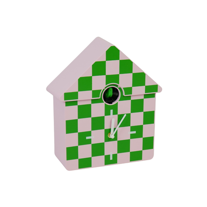 Reloj de pared de cuco - Estampado - Verde/Rosa - 24 x 27 x 9 cm