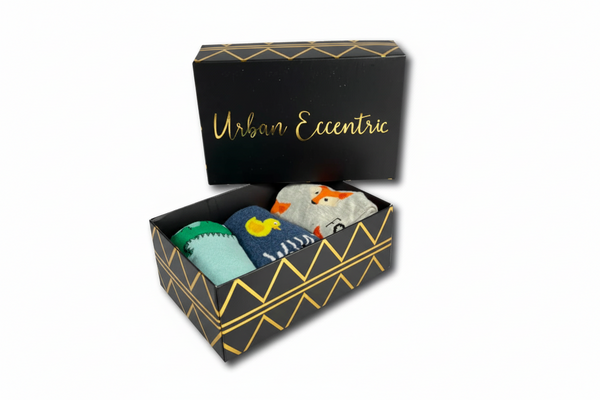 Conjunto de meias com estampado de animais - Pato, Raposa e Dinossauro