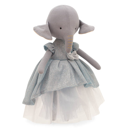 Peluche Ali l’éléphant : robe bleu clair 29 cm, dès 0 mois