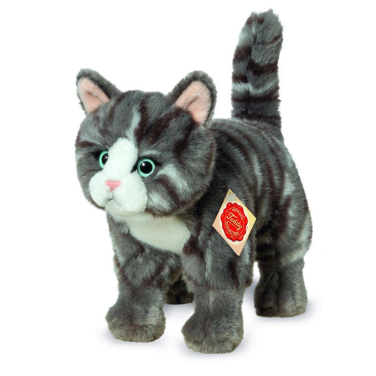 Standing Grey Tabby Cat Plush Toy