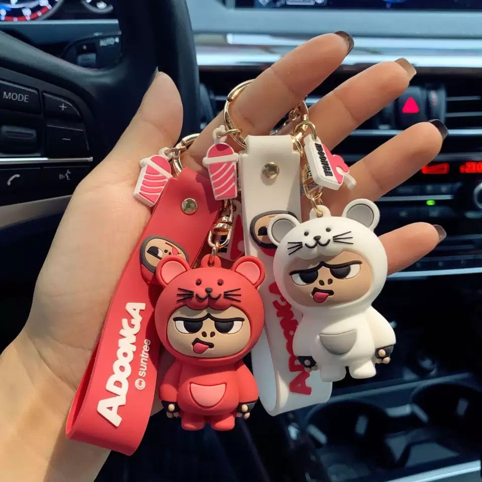 White Monkey Mouse Keychain