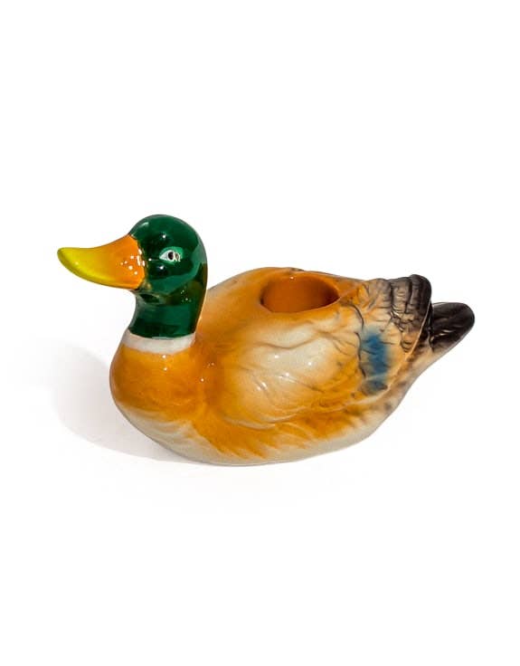 Castiçal em cerâmica em forma de pato-real