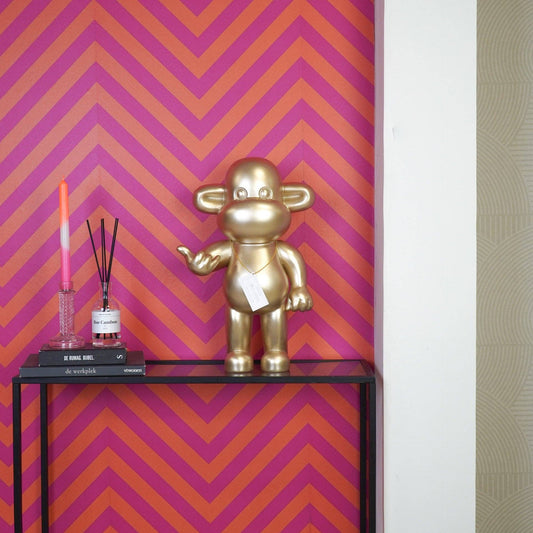 Adorno - Figura colgante de mono suelto 'La Leyenda' - Poliresina - Dorado - 33x21x50cm