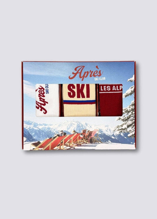 Confezione da 3 calzini "APRÈS-SKI, SKI, LES ALPES"