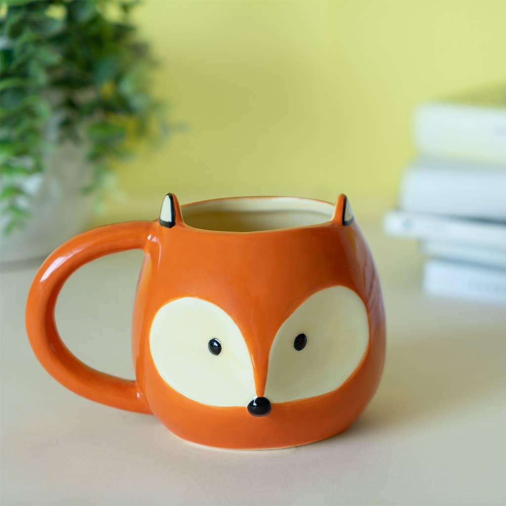 Mok met vossenmotief, 482 ml, met handvat, keramiek