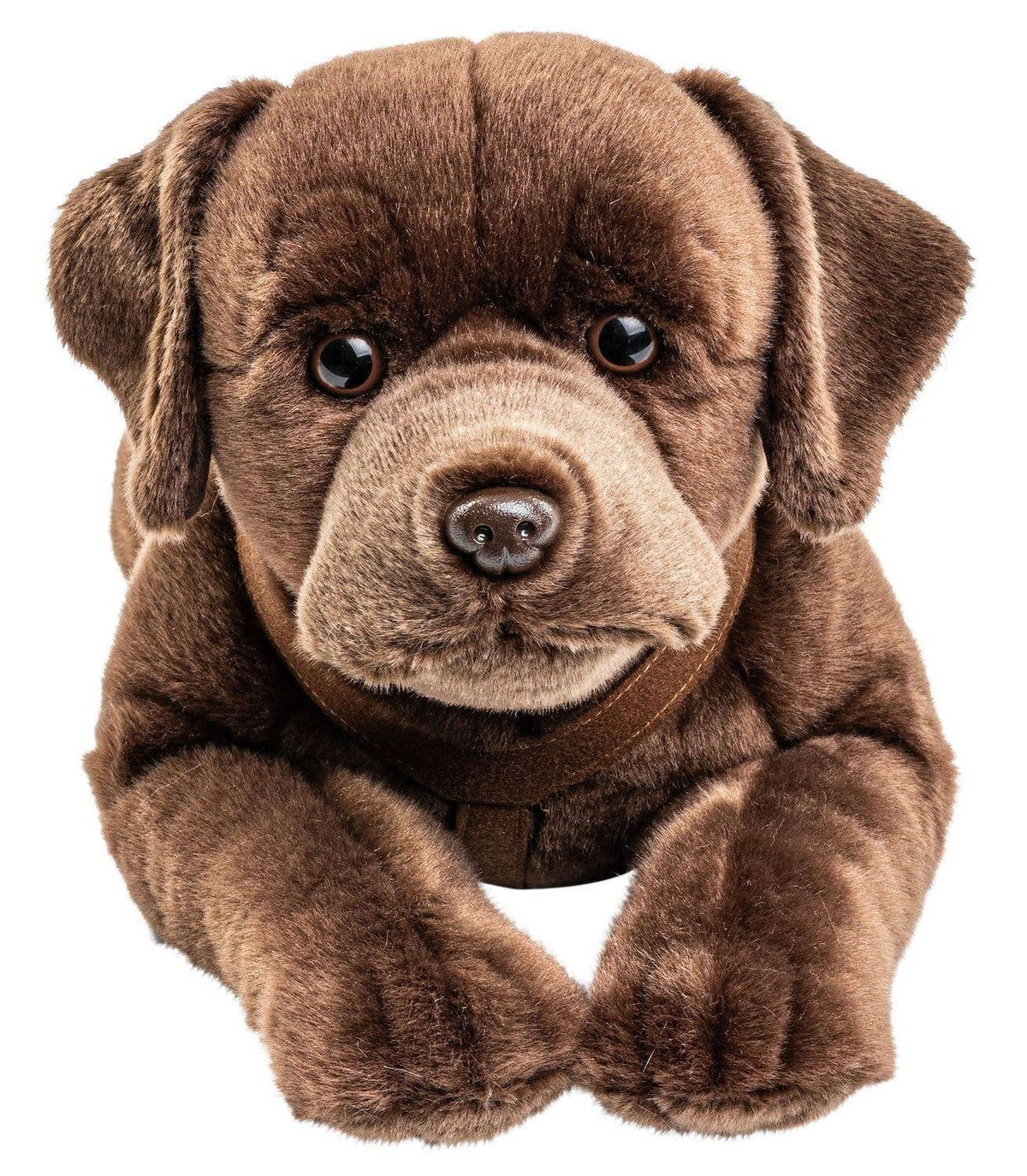 Peluche Labrador, Couché, avec Harnais (Marron) - 60 cm (Longueur)