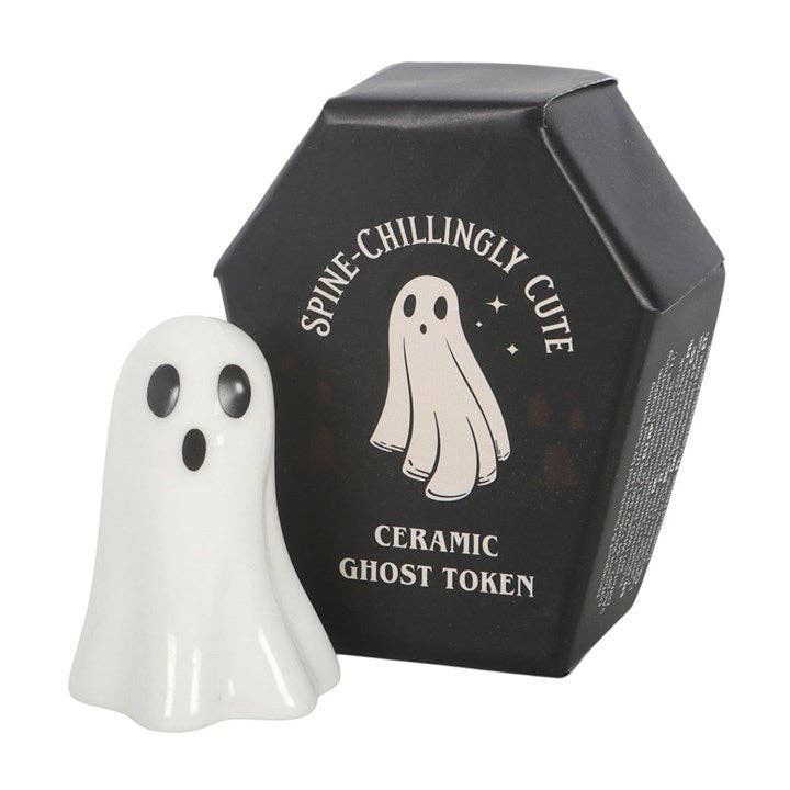 Set of 24 Ceramic Pocket Ghosts for Halloween in a Display Box