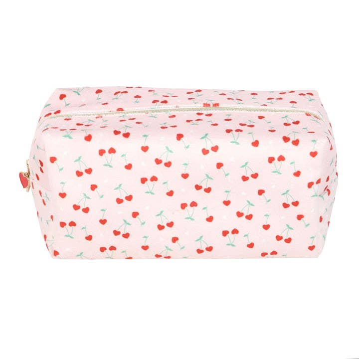 Heart-shaped cherry makeup bag