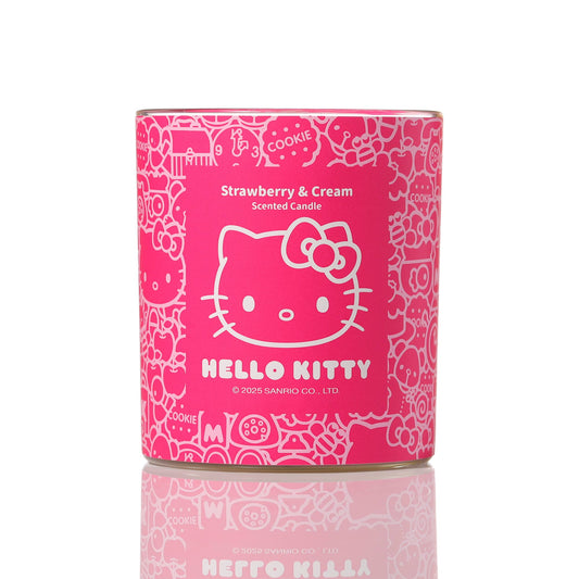 Bougie Imprimé Original Hello Kitty, Parfum Fraise & Crème