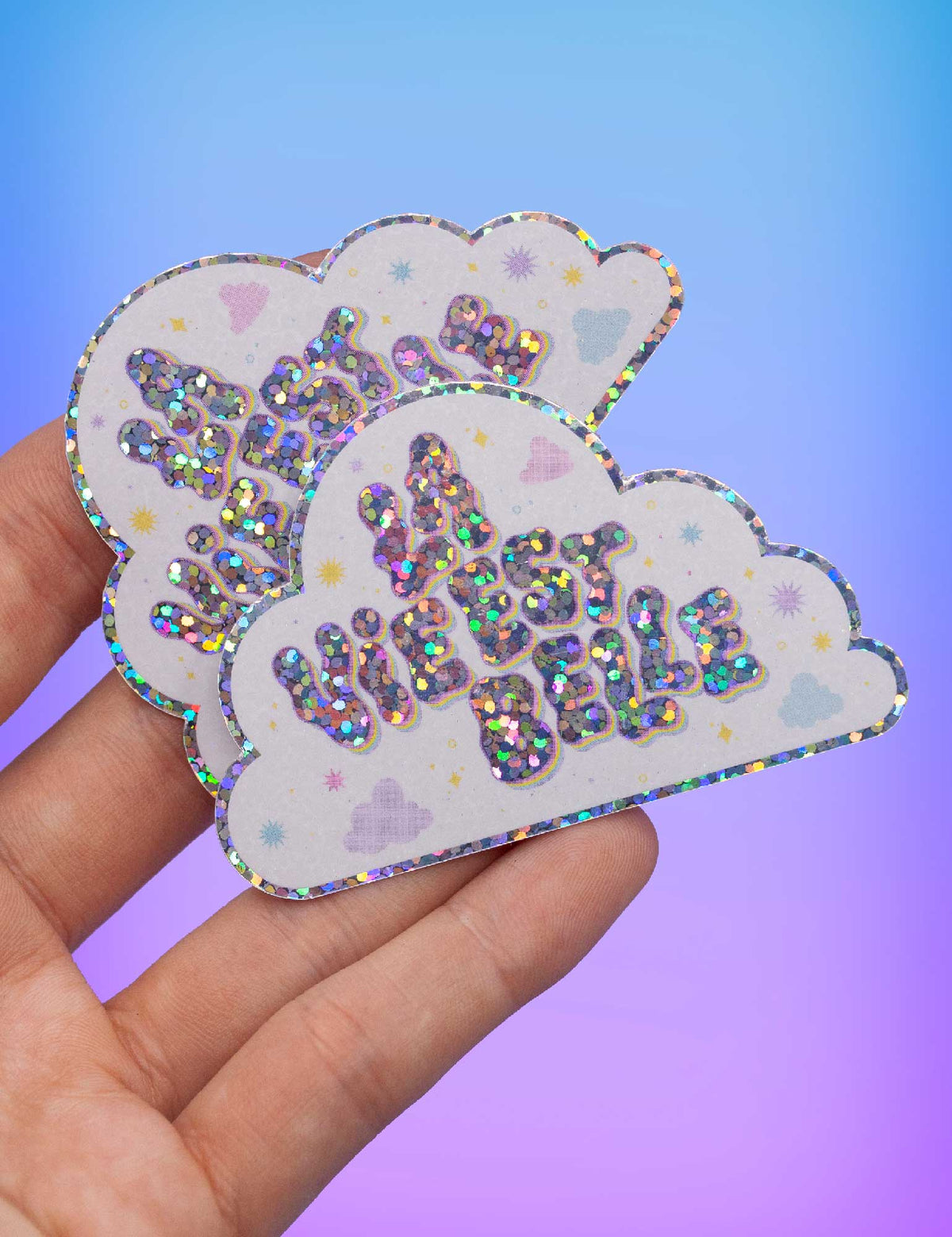 Autocollant à Paillettes Nuage "La vie est belle"