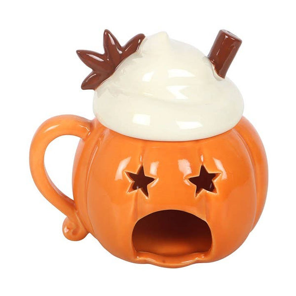 Autumn pumpkin wax warmer and essential oil burner with cream lid