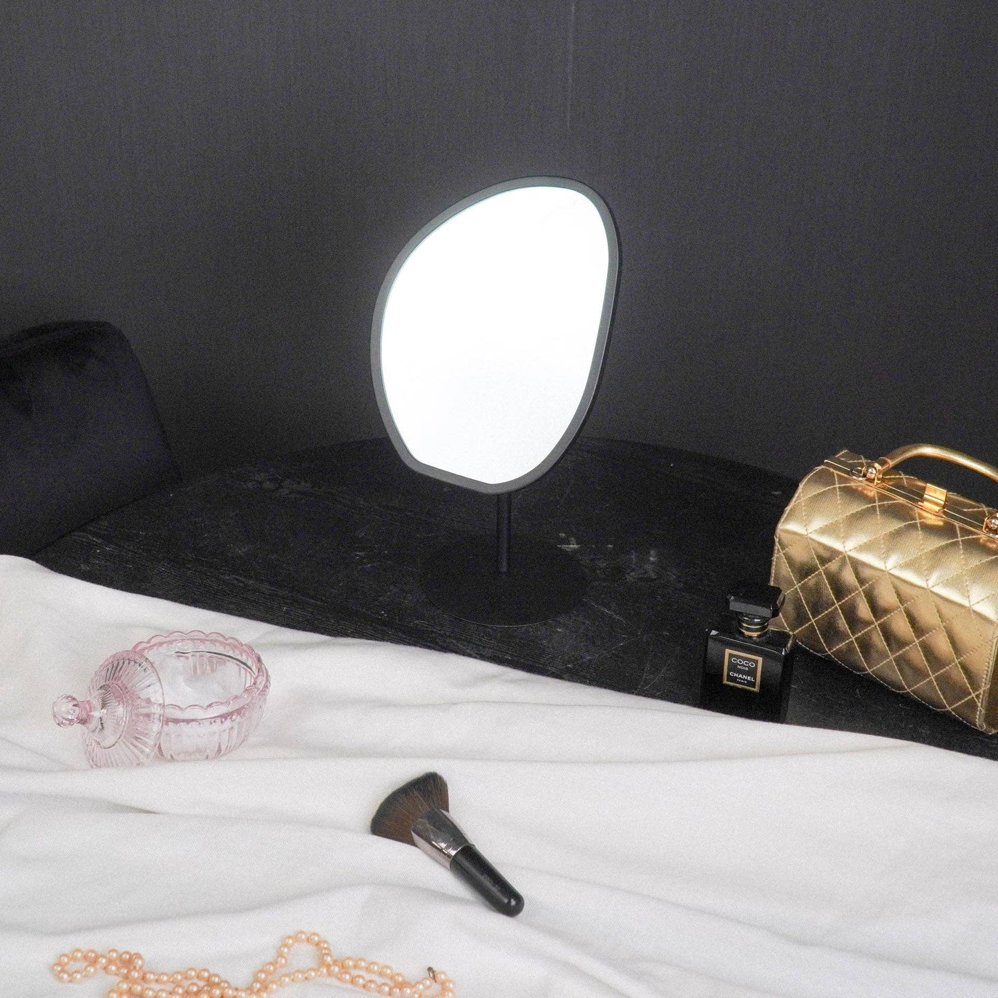 Specchio - Organico - Metallo - Nero - 16,5x12x31,5cm