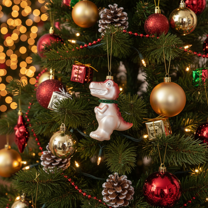 White Dinosaur Christmas Ball
