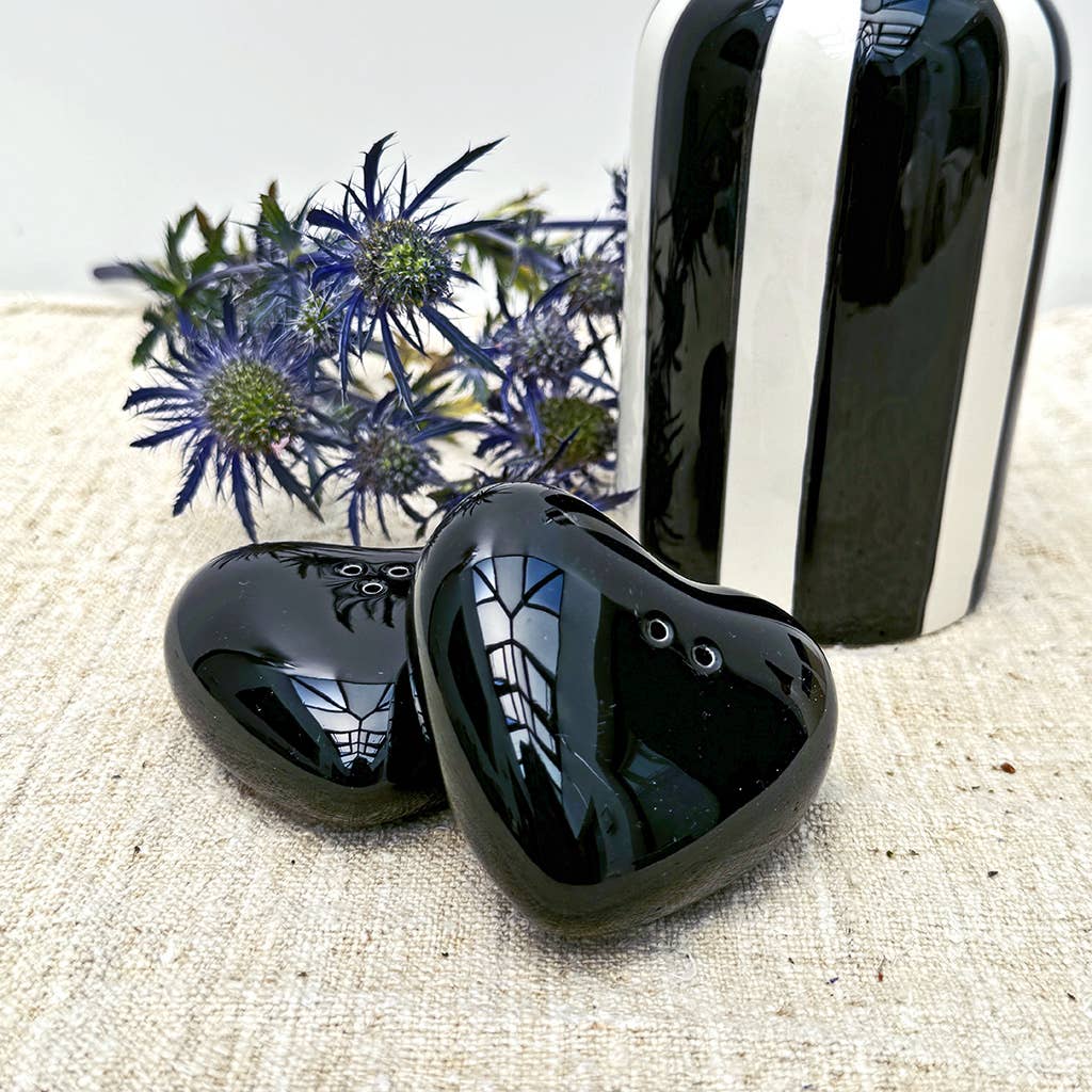Salière et poivrière Cœur noir