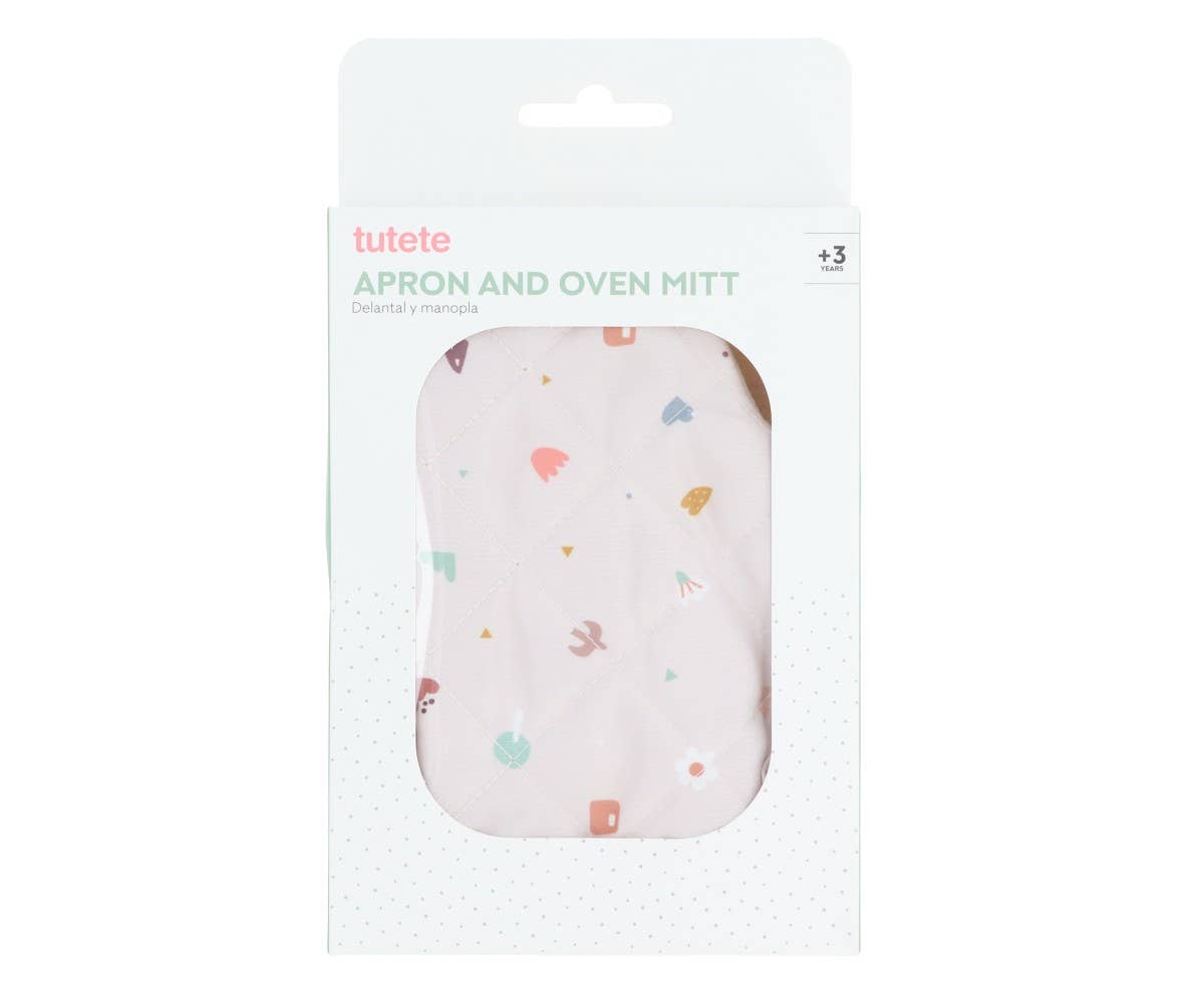 Juego de delantal y agarradera con diseño geométrico de la naturaleza