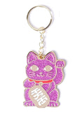 Gelukskatje Glitterende Roze Sleutelhanger