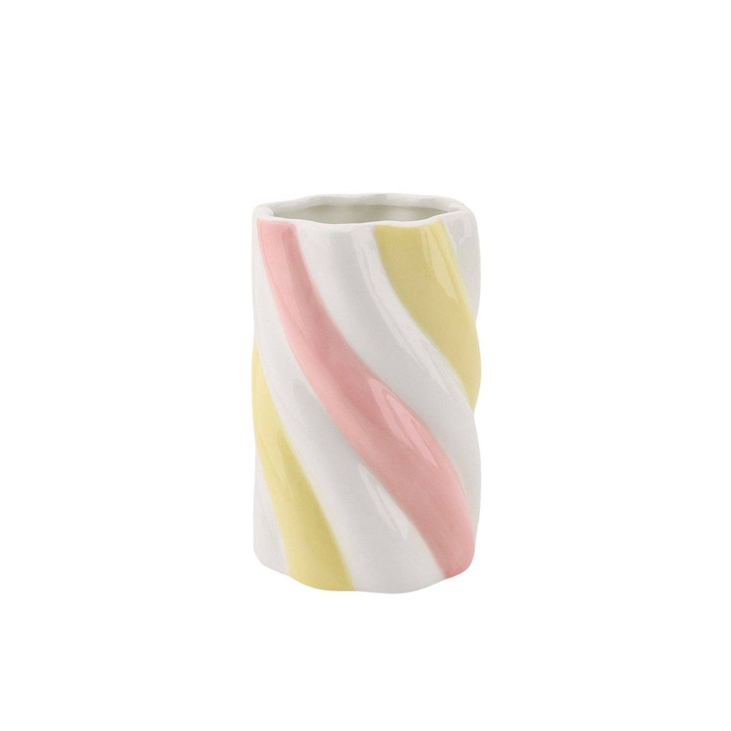 Vaso - Marshmallow - Amarelo/Rosa/Branco - 10x10x15cm