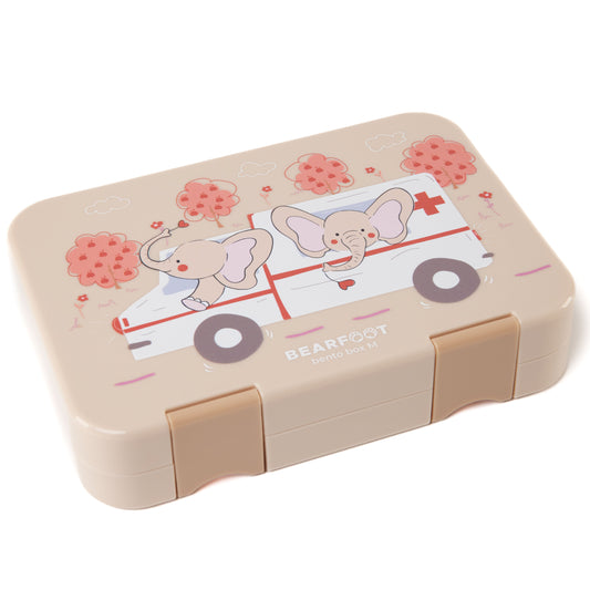 Brotdose Kinder mit Fächern, Lunchbox, Bento box - Elefanten