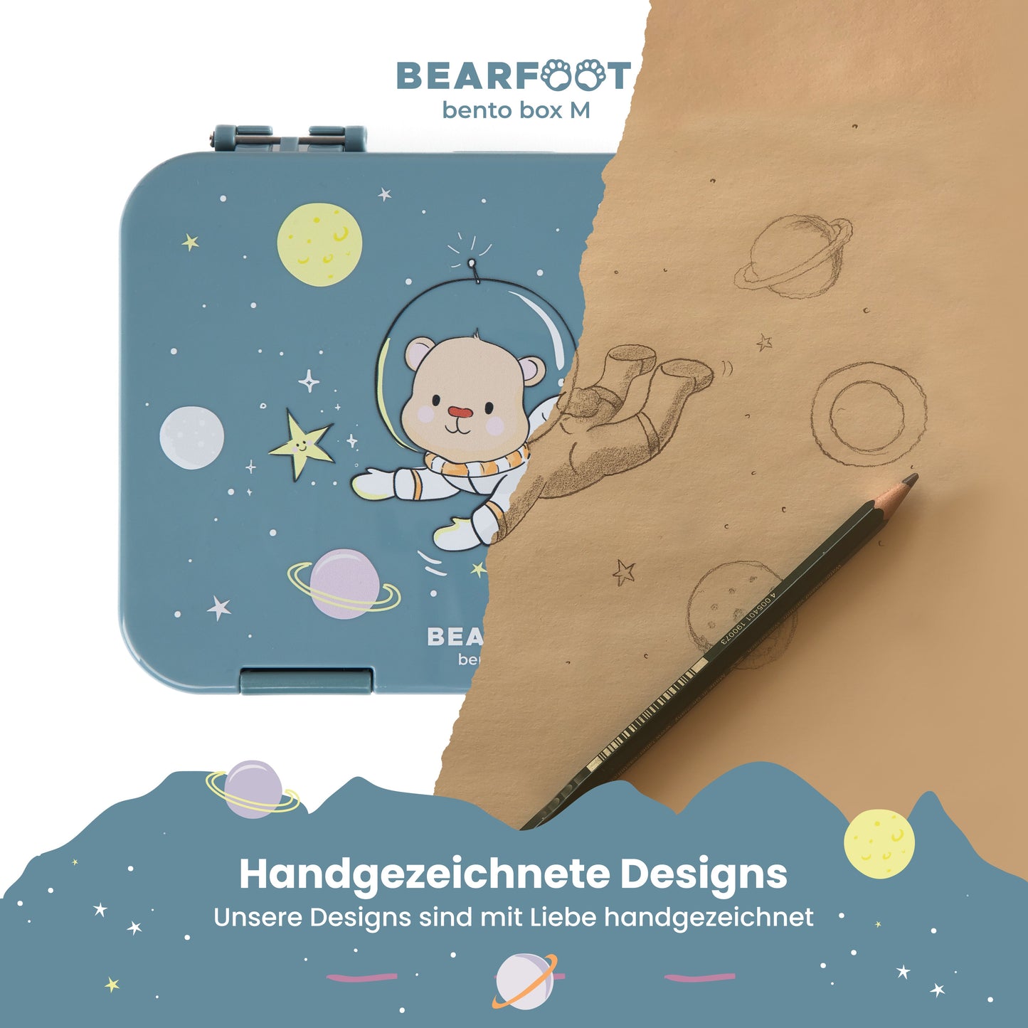 Brotdose Kinder mit Fächern, Lunchbox, Bento box - Bär