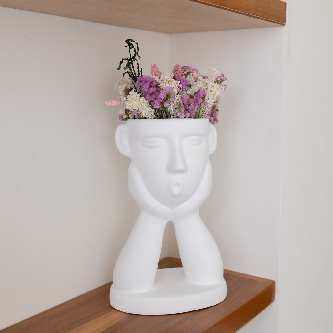 Vase visage à deux mains en céramique