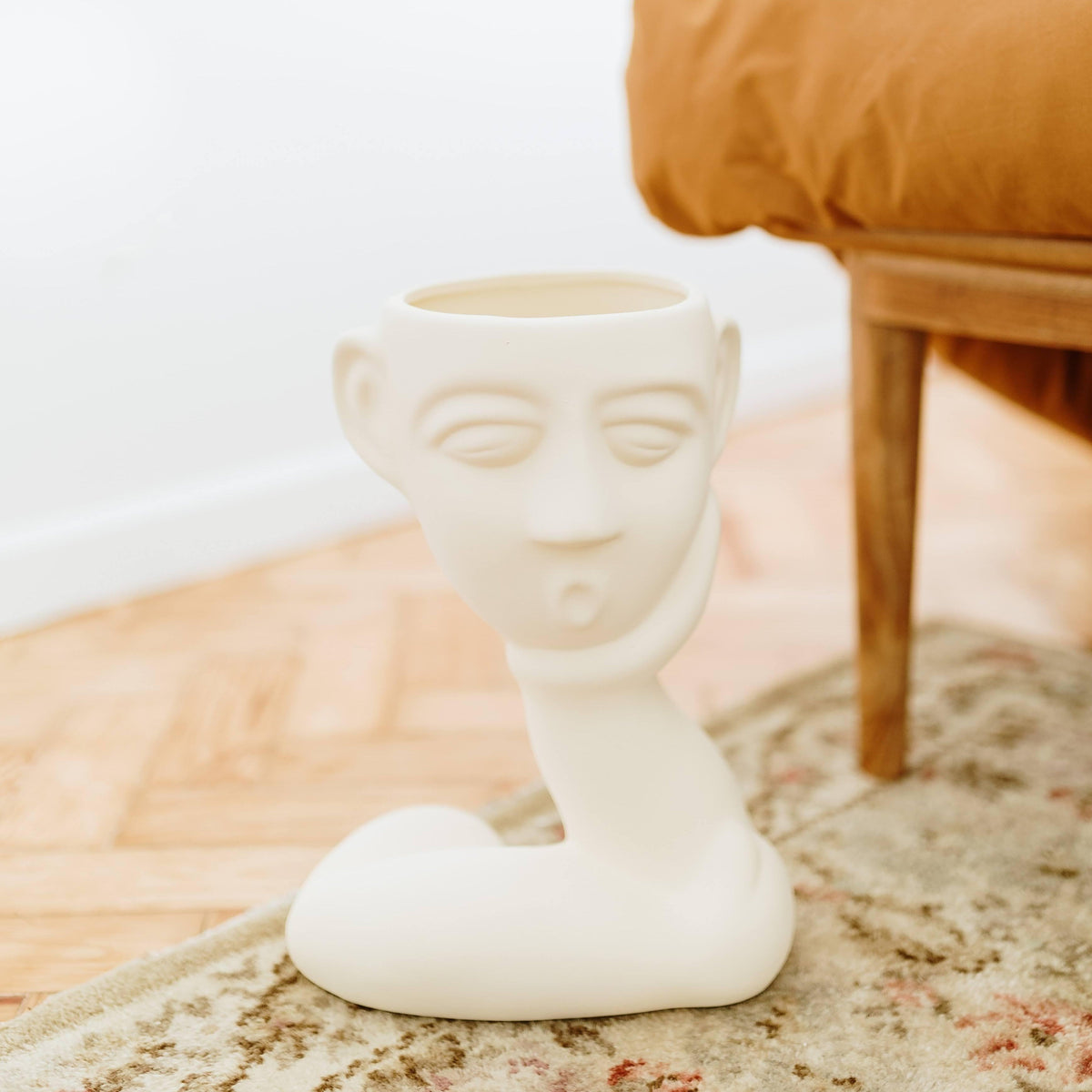 Vase visage à une main en céramique