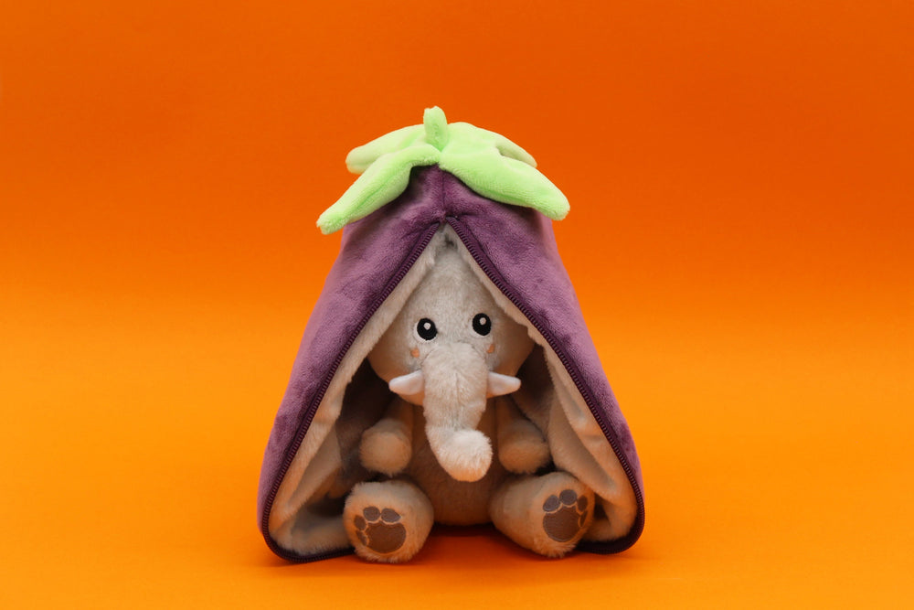 Peluche réversible Velvet l'éléphant/aubergine – Flipetz