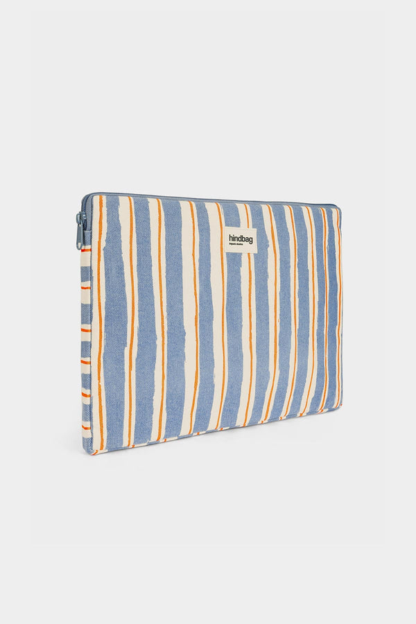 Housse d'ordinateur Ava Rayures Orange et Bleu