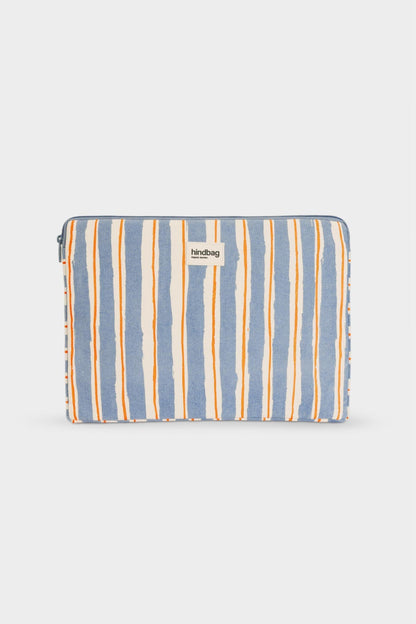Housse d'ordinateur Ava Rayures Orange et Bleu