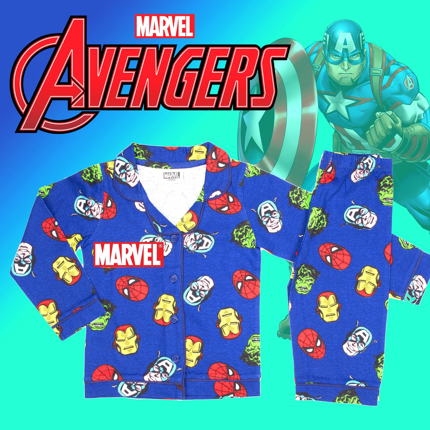 Marvel enfant Pyjama – bleu with Buttons
