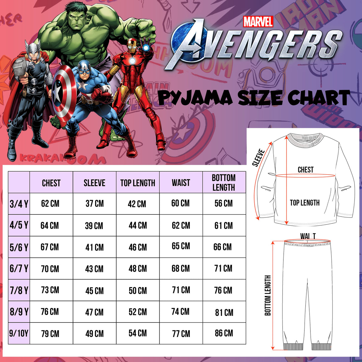 Pyjama – MARVEL – bleu with Buttons