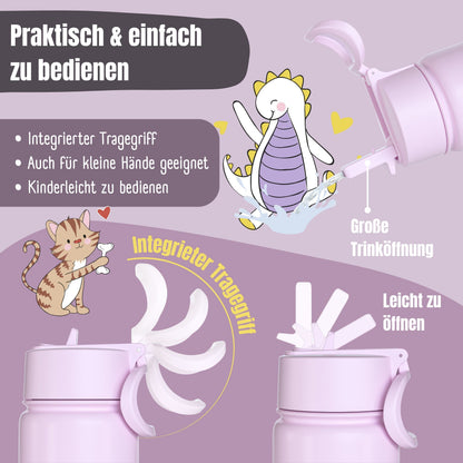 Thermo Kinder Trinkflasche Edelstahl - BubbleTea lila
