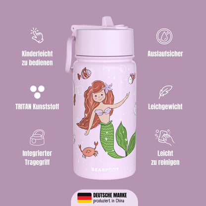 Thermo Kinder Trinkflasche Edelstahl - Meerjungfrau lila