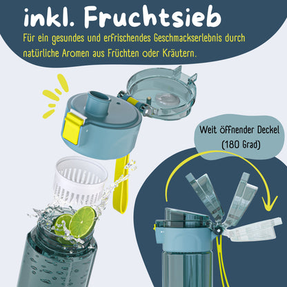 Kids' Water Bottle, 500ml, lightweight - Excavator-blue