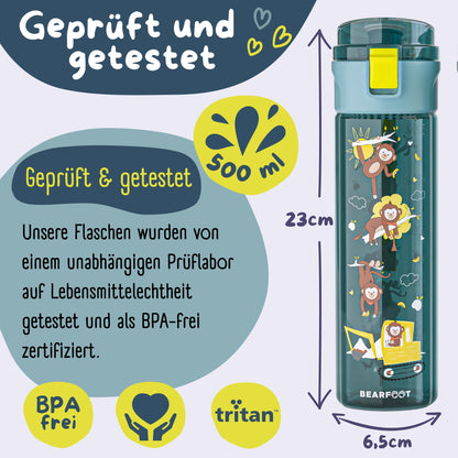 Kids' Water Bottle, 500ml, lightweight - Excavator-blue